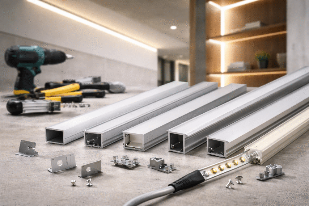 התקנת פרופילי תאורה אלומיניום